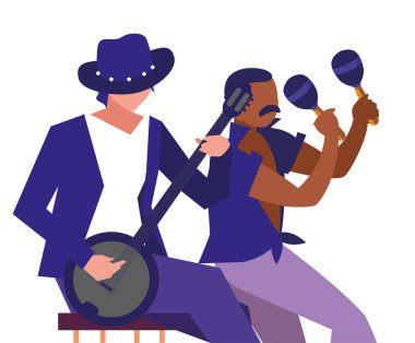 iki erkek müzisyenler müzik aletleri