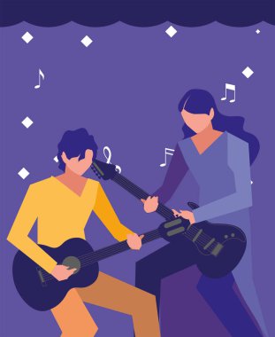 iki erkek müzisyenler müzik aletleri