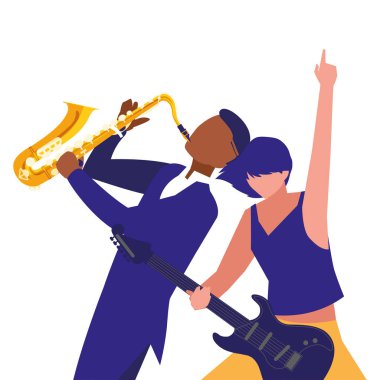 iki erkek müzisyenler müzik aletleri