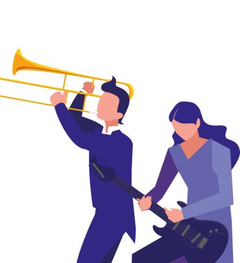 iki erkek müzisyenler müzik aletleri