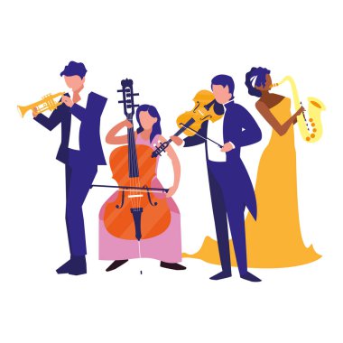 müzisyenler insanlar enstrüman orkestra çalıyor