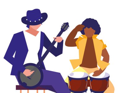 iki erkek müzisyenler müzik aletleri