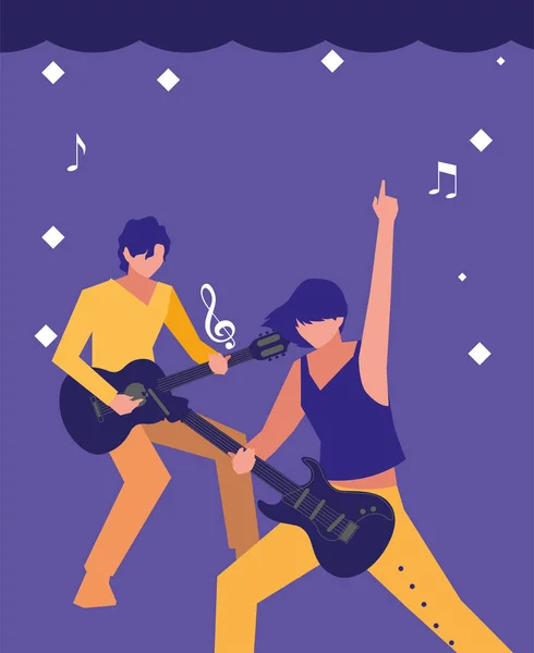 Due musicisti di sesso maschile strumenti musicali — Vettoriale Stock