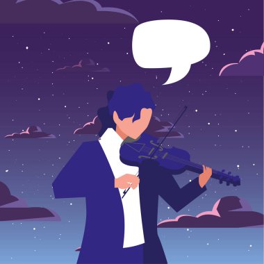 müzisyen adam keman müzik çalıyor