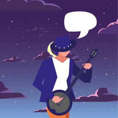 müzisyen adam banjo enstrüman çalıyor