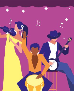 müzisyenler insanlar enstrüman orkestra çalıyor