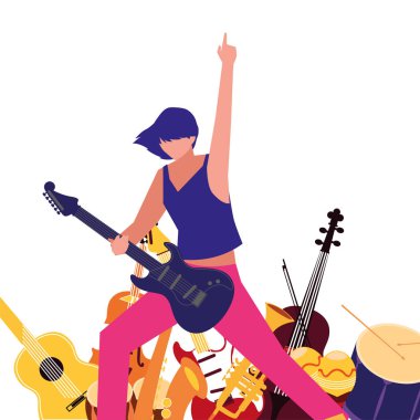 müzisyen adam enstrümanlar müzik çalıyor