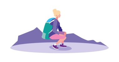 dağ manzara genç kadın Backpacker