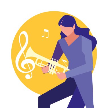 müzisyen adam trompet çalma enstrüman