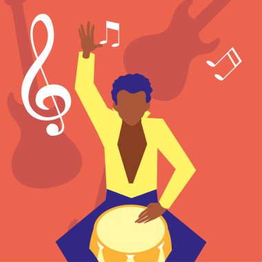 müzisyen adam davul müzik çalıyor