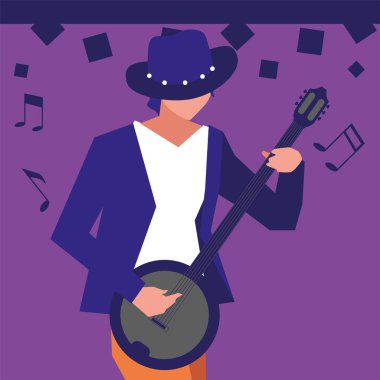 müzisyen adam banjo enstrüman çalıyor