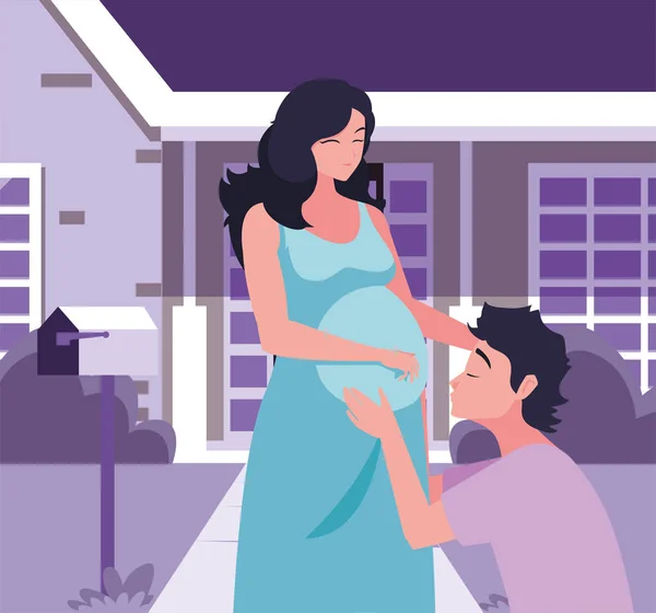 부부 임신과 출산 디자인 — 스톡 벡터
