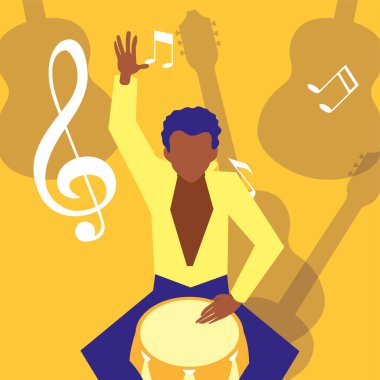 müzisyen adam davul müzik çalıyor