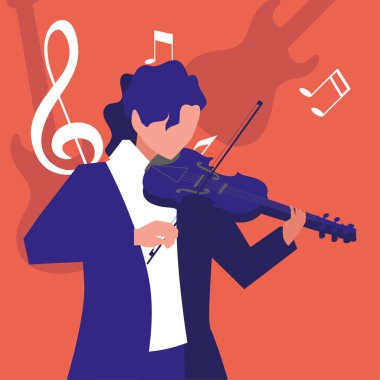 müzisyen adam keman müzik çalıyor