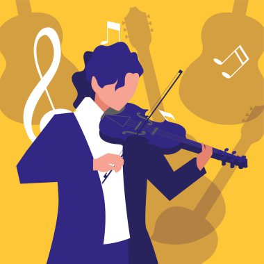 müzisyen adam keman müzik çalıyor