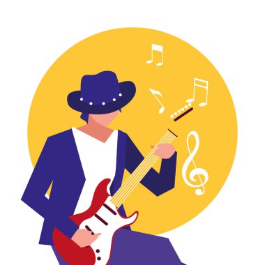 müzisyen adam elektrik gitar çalma