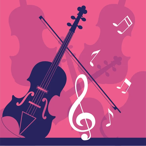 Violin musical on note background — Stock Vector