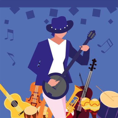 müzisyen adam banjo enstrüman çalıyor