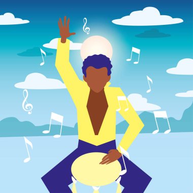 müzisyen adam davul müzik çalıyor