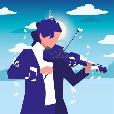 müzisyen adam keman müzik çalıyor