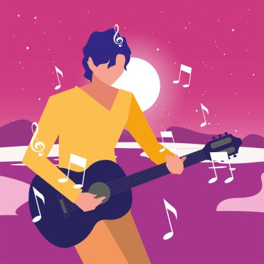 müzisyen adam klasik gitar çalma