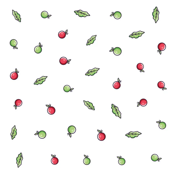 Patrón de cerezas frescas con hojas — Vector de stock