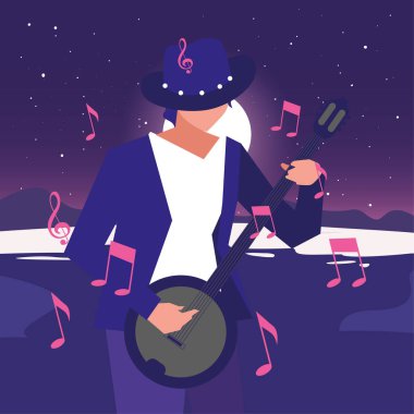 müzisyen adam banjo enstrüman çalıyor