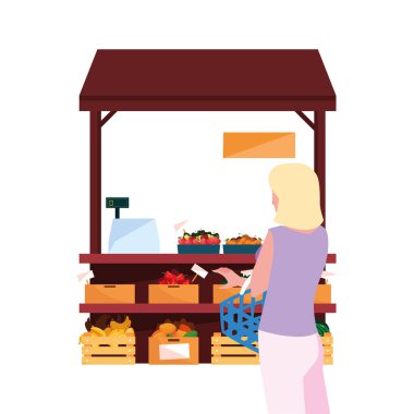 müşteri kadın çiftlik ürünleri standı
