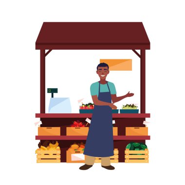 satıcı kadın çiftlik ürünleri standı