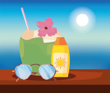 Yaz saati tatil düz tasarım