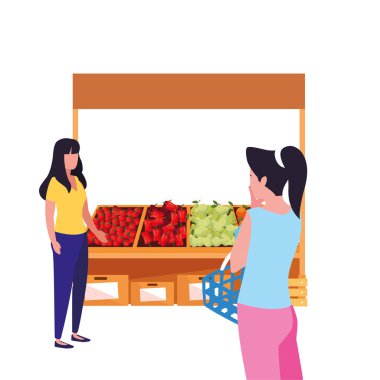 insanlar müşteri çiftliği standı sebze ve meyve