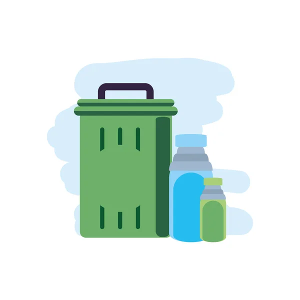 Κάδος ανακύκλωσης με μπουκάλια ποτών — Διανυσματικό Αρχείο