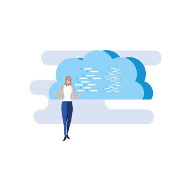 bulut bilgi işlem ile iş kadını zarif