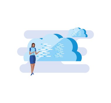 bulutlar bilgisayar ile iş kadını zarif