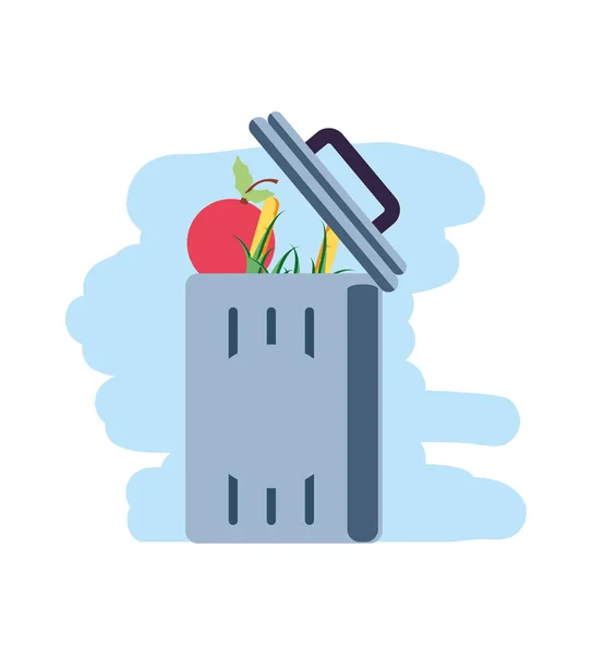 Papelera de reciclaje con desperdicio de alimentos — Vector de stock