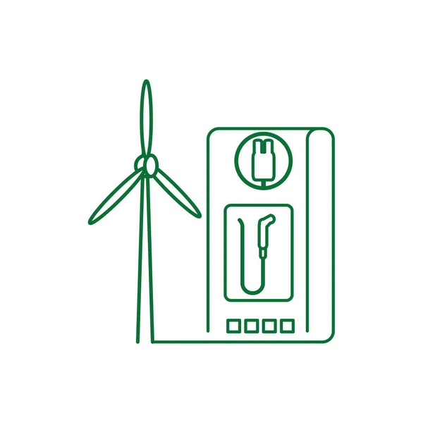 Energia do ar do moinho de vento com estação de serviço elétrica de energia — Vetor de Stock