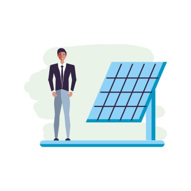 işadamı ile güneş paneli enerji