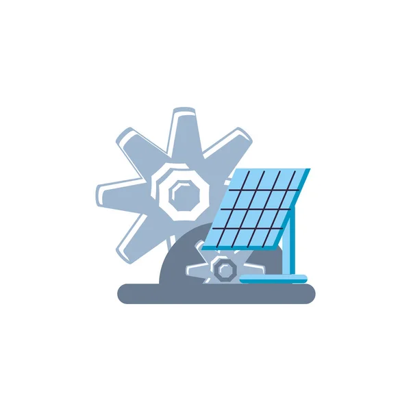 带齿轮小齿轮的太阳能电池板能量 — 图库矢量图片