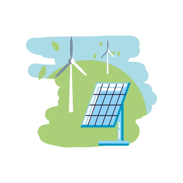 太陽光パネルエネルギーを備えた風車の空気力 — ストックベクタ