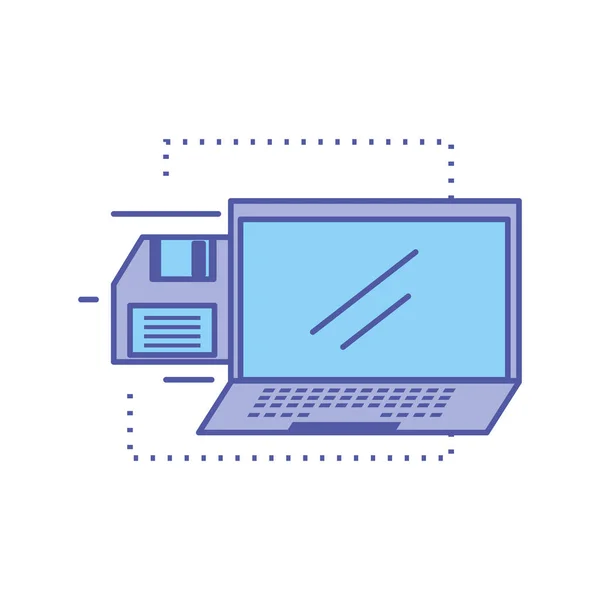 Dispositivo de computadora portátil con disquete — Vector de stock