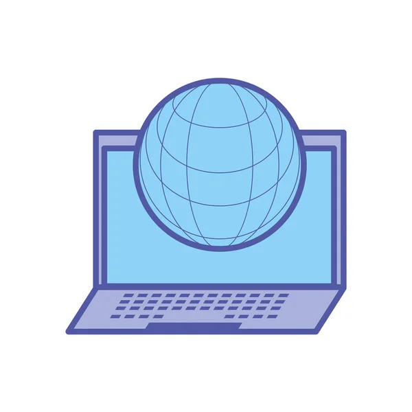 Ordenador portátil con navegador de esfera — Vector de stock