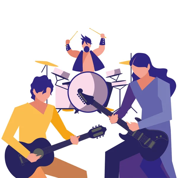 Emberek zenészek koncert rendezvénytervezés — Stock Vector