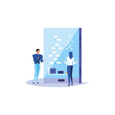 infografik ile iş çift ve akıllı telefon