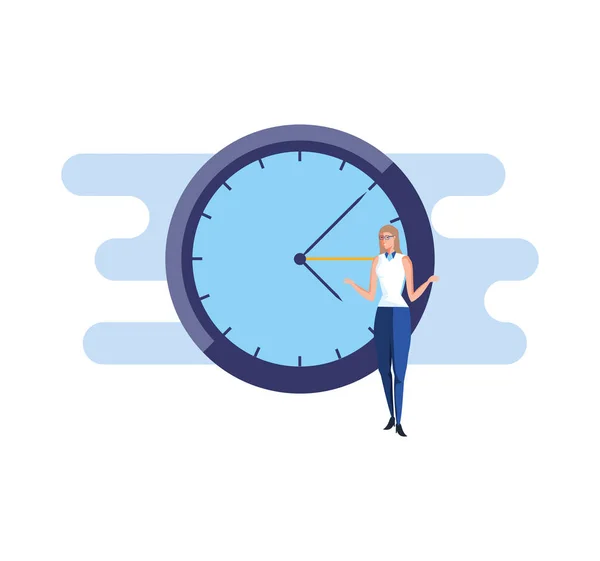 Mujer de negocios elegante con reloj de tiempo — Vector de stock