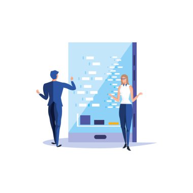 infografik ile iş çift ve akıllı telefon