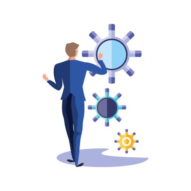 dişliler pinions ile iş adamı zarif