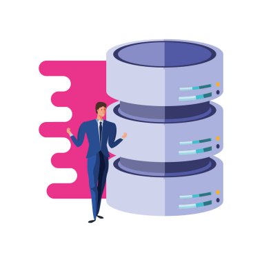 veri merkezi diskleri ile iş adamı zarif