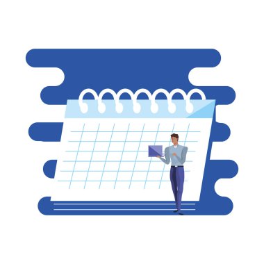 dizüstü bilgisayar ve takvim hatırlatma ile iş adamı