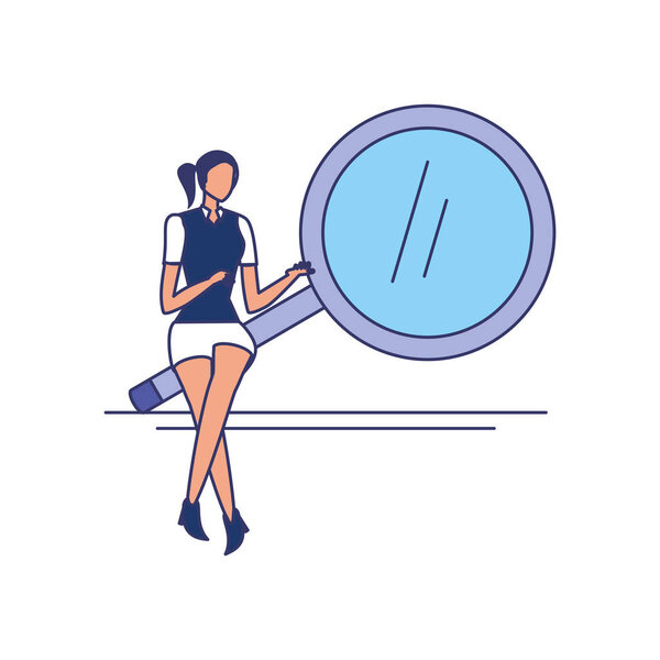 деловая женщина элегантный с поиском увеличительное стекло
