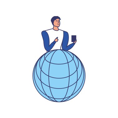 küre tarayıcı ile akıllı telefon kullanarak iş adamı